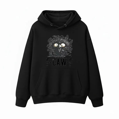 F-CAW-F Quirky Big-Eyed Crow Hoodie