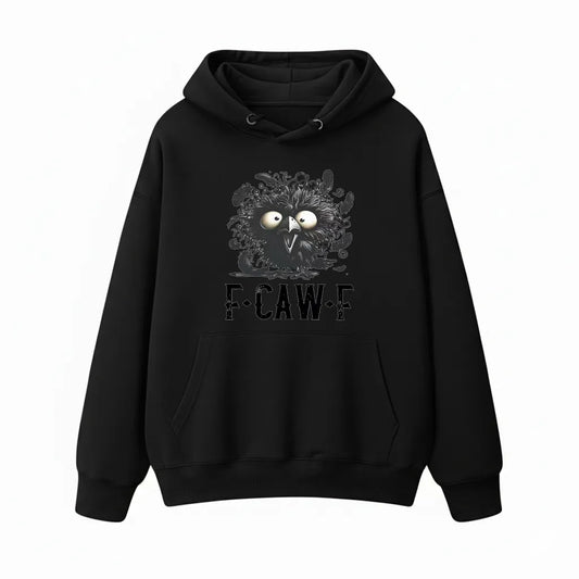 F-CAW-F Quirky Big-Eyed Crow Hoodie