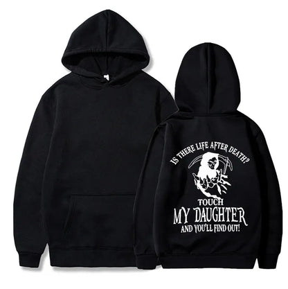 “Touch My Daughter and Find Out” Bold Dad Protector Graphic Hoodie