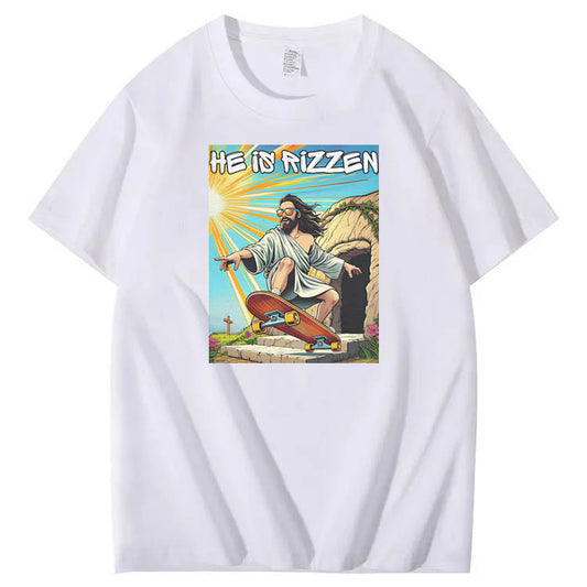 He is Rizzin Funny Cool Pattern Print Crew Neck T-Shirt