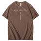Jesus Loves You Pattern Print Crew Neck T-Shirt