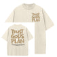 T-shirt med rund hals og mønster til vask og aldringsproces fra Stol på Guds plan