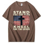 Stand For The Flag Kneel For The Cross Pattern Print 100%Cotton T-Shirt