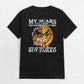 MY SCARS TELL A STORY Melting Skull Emoji Black Print T-shirt