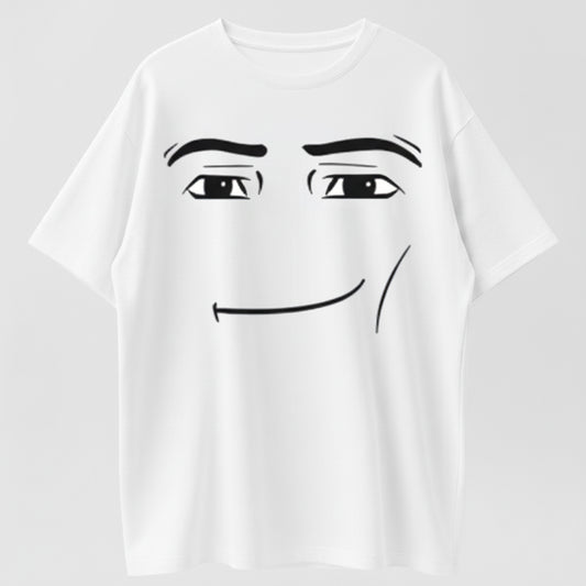 Cute and Funny Face Print Roblox Man Face T-Shirt