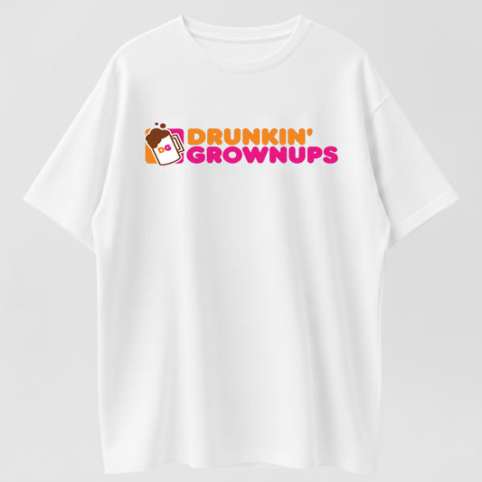 Drunkin Grownups Funny Beer Logo Organic Cotton Unisex T-Shirt