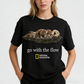 Urbntees Go With The Flow Otters National Geographic Style Organic Cotton Unisex T-Shirt