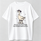 Dark Gray Vintage Washed Funny Cowboy Duck Pattern Print Shirt with Slogan "Dude, I'M a Little Over Excited" Western Style Casual Top