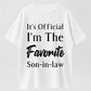 Men's "Favorite Son-in-Law" Letter Pattern Round Neck Short-Sleeved T-Shirt Classic Cotton Dark Blue Breathable Stylish Casual Top