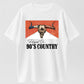 Women's Vintage 90s Country Graphic Fitted Tee Western Bull Skull Print T-Shirt Casual Summer Festival Top, Round Neck, Raised On 90s Country Music