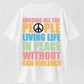 Retro Imagine Peace Multicolor Typography T-Shirt