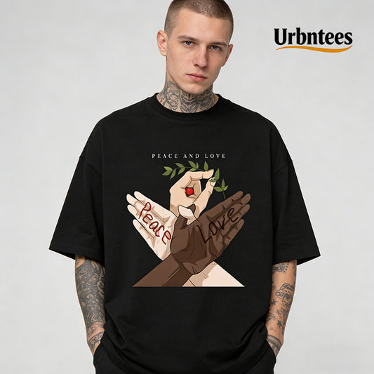Urbntees Peace Love Dove Hands Unity Organic Cotton Unisex T-Shirt