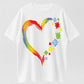 Urbntees Rainbow Heart Puzzle Pieces Autism Awareness Graphic Pure Cotton T-Shirt