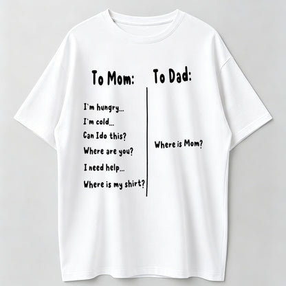 To Mom I'm Hungry To Dad Where Is Mom Funny Parent Humor T-Shirt