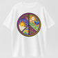 Psychedelic Floral Peace Tee Universe & Nature Art Print Short Sleeve