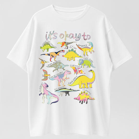 Urbntees It's Okay to Be Different Neurodivergent Dinosaurs Organic Cotton Unisex T-Shirt