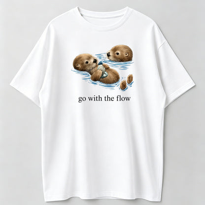 Otter Go With The Flow T-Shirt, Animal Tee, Gifts Shirt, Unisex Vintage Graphic Tees