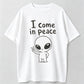 I Come In Peace Cute Alien Peace Sign Matching Couple T-Shirt