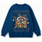 Raccoon Tangled in Christmas Lights Graphic Sweatshirt