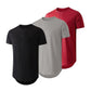 Men's 3-Pack Cotton Hipster Hip Hop Longline Crewneck T-Shirt, Men's Casual T-Shirts