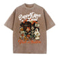 Support Your Local Trick or Treaters Pattern Washed Distressed Crew Neck 100% Cototon T-Shirt