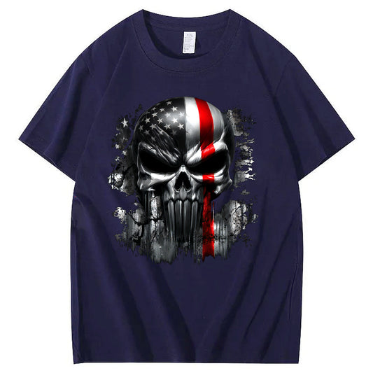 Skull Pattern Print 100%Cotton T-Shirt