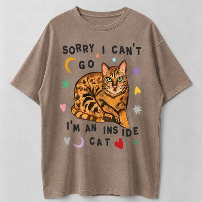 "Sorry, I Can'T Go, I'M a Home Cat, " All-Season Wear, Street Style And Versatile Casual Basic Tees