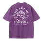 Jesus Made Me A Fisherman Pattern Washing And Aging Process Crew Neck T-Shirt