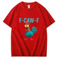 F-Caw-F Crazy Blue Chicken Pattern100% Cotton T-Shirt