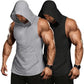 2-Pack Men's Workout Hooded Tank Tops – Sleeveless Muscle Cut Off Gym Hoodies