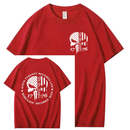 We Are People 1776 Skull Pattern Print 100%Cotton T-Shirt