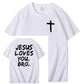 Jesus elsker dig, bror, 100% bomulds t-shirt med mønsterprint