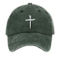 Christian Cross Pattern Washed And Distressed Hats