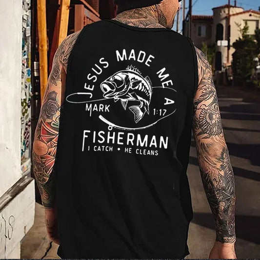 Jesus Made Me A Fisher Mønster Print Vest