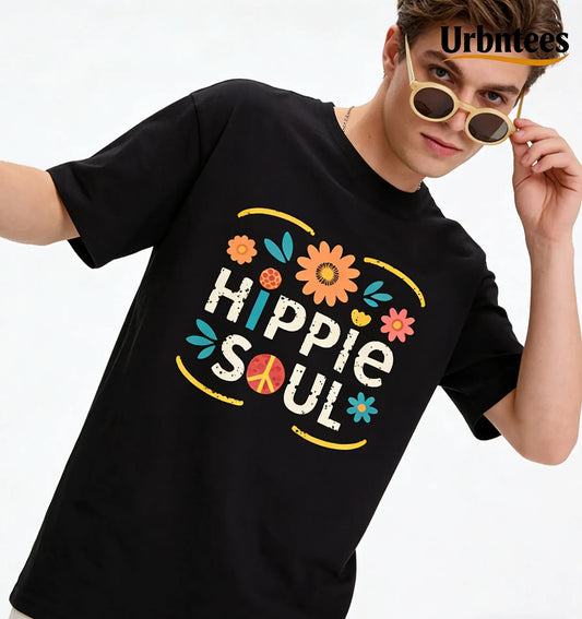 Urbntees Hippie Soul Peace Flower Boho Vibes Organic Cotton Unisex T-Shirt