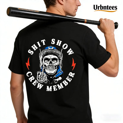 Urbntees Shit Show Crew Member Funny Skull Biker Organic Cotton Unisex T-Shirt