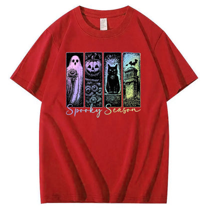 Spookey Season  Pattern  Print 100%Cotton T-Shirt