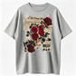 Vintage Gothic Red Rose Newspaper Collage Graphic T-Shirt – Unisex Retro Streetwear Tee