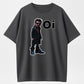 Oi Funny Bearded Man In Black Coat Sunglasses Sarcastic Graphic T-Shirt