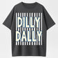 Urbntees Dilly Dally Dally Vintage Stripe Bold Text Pure Cotton T-Shirt Streetwear Style