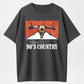 Women's Vintage 90s Country Graphic Fitted Tee Western Bull Skull Print T-Shirt Casual Summer Festival Top, Round Neck, Raised On 90s Country Music