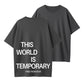 Plain "THIS WORLD IS TEMPORARY" Letter Print Short Sleeve Graphic Tee, Loose Casual Comfy Round Neck T-shirt for Summer