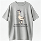 Dark Gray Vintage Washed Funny Cowboy Duck Pattern Print Shirt with Slogan "Dude, I'M a Little Over Excited" Western Style Casual Top