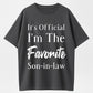 Men's "Favorite Son-in-Law" Letter Pattern Round Neck Short-Sleeved T-Shirt Classic Cotton Dark Blue Breathable Stylish Casual Top