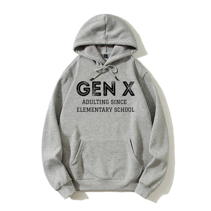 100% Cotton "Gen X: Adulting Since Elementary School" Hoodie – Humorous Generation X Sweatshirt