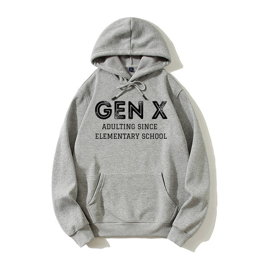 100% Cotton "Gen X: Adulting Since Elementary School" Hoodie – Humorous Generation X Sweatshirt