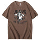 Jesus He is Rizzin' Funny Pattern Print Crew Neck T-Shirt