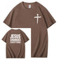 Jesus Changes Everything Pattern Print Crew Neck T-Shirt