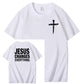 Jesus Changes Everything Pattern Print Crew Neck T-Shirt
