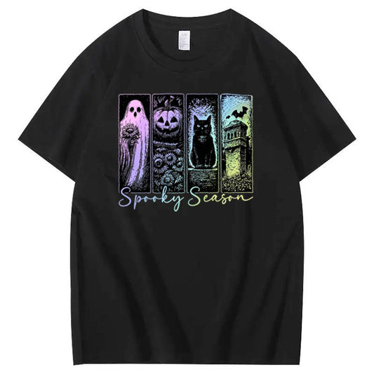 Spookey Season  Pattern  Print 100%Cotton T-Shirt